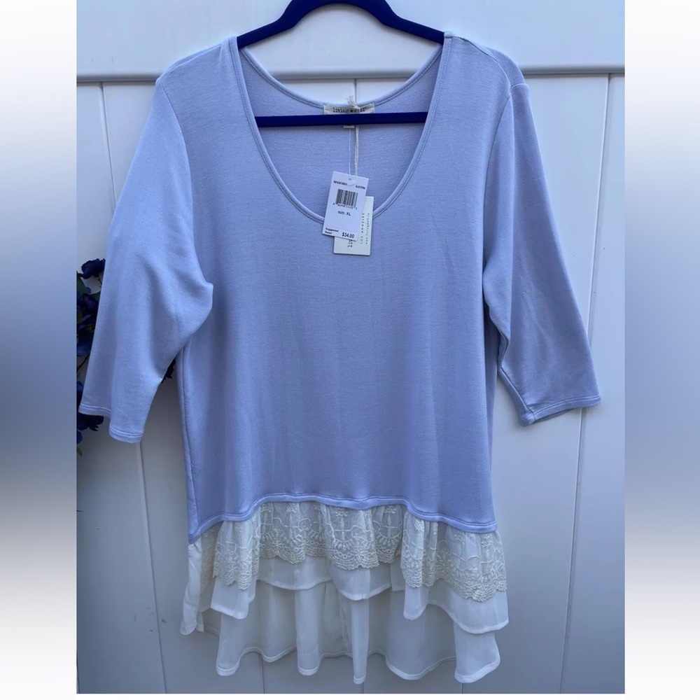 Living doll purple vneck tunic blouse size X-Large NWT